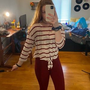 Red and white striped crop top